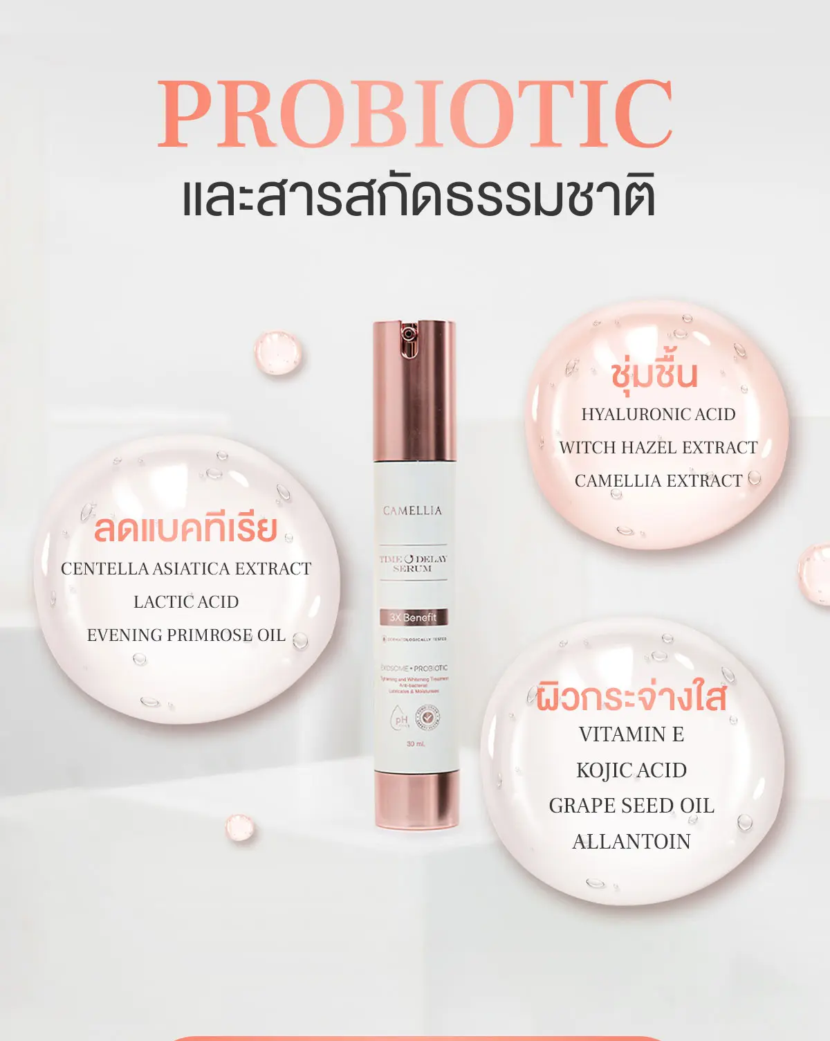 Camellia TIme Delay เซรั่มจุดซ่อนเร้น probiotics สารสกัดจากธรรมชาติ